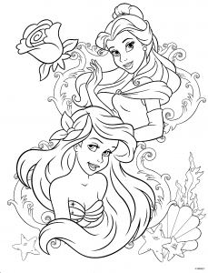 Pocahontas and Belle coloring pages