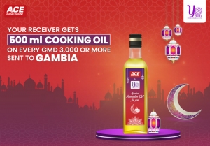 ACE Money Transfer & Yonna Forex Offer Free 500ml Cooking Oil on Remitting Every 3000 Dalasi or More to the Gambia
